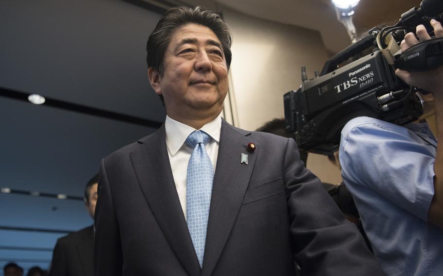 Japan Prime Minister Shinzo Abe during a visit from Chairman of the Joint Chiefs of Staff Gen. Joseph Dunford in Tokyo, Aug. 18, 2017. 