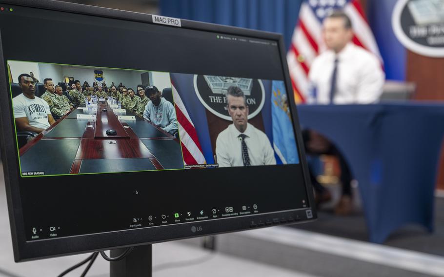 Secretary of Defense Pete Hegseth hosts a teleconference with NFL players