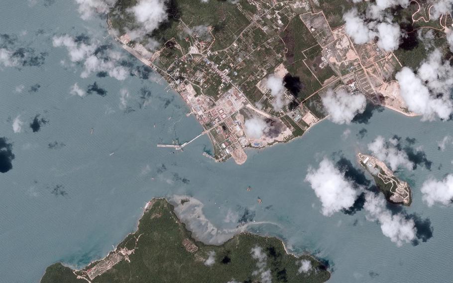 A BlackSky image of Ream Naval Base, Cambodia, reveals that China is secretly building a major naval port identical to one it built in Djibouti, the only other major navy base outside its own territory.