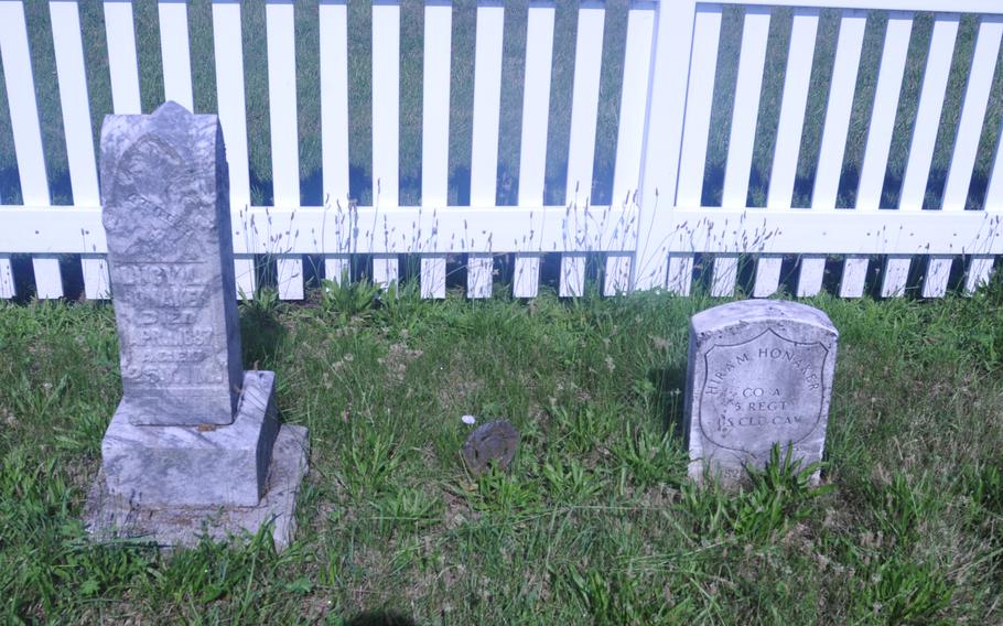 The grave marker for Hiram Honaker and his family — the only U.S. veteran buried on Wright-Patterson Air Force Base.