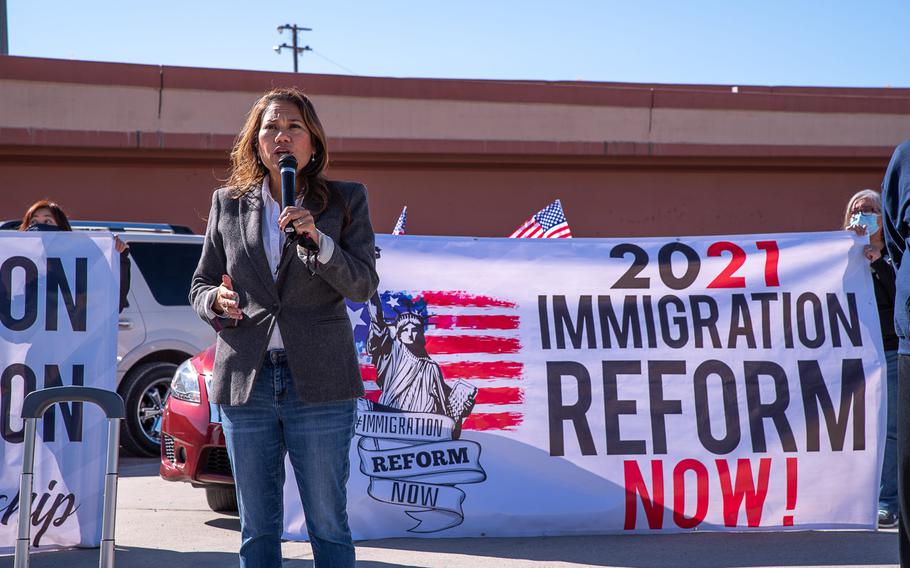 U.S. Rep. Veronica Escobar, D-Texas, speaks at an event on March 29, 2021.