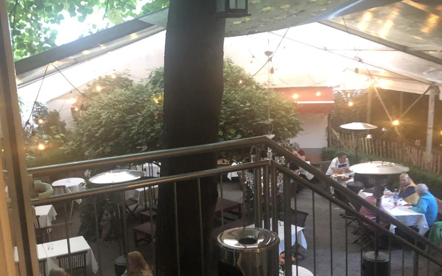 The outdoor dining area at Julien restaurant in Kaiserslautern. 