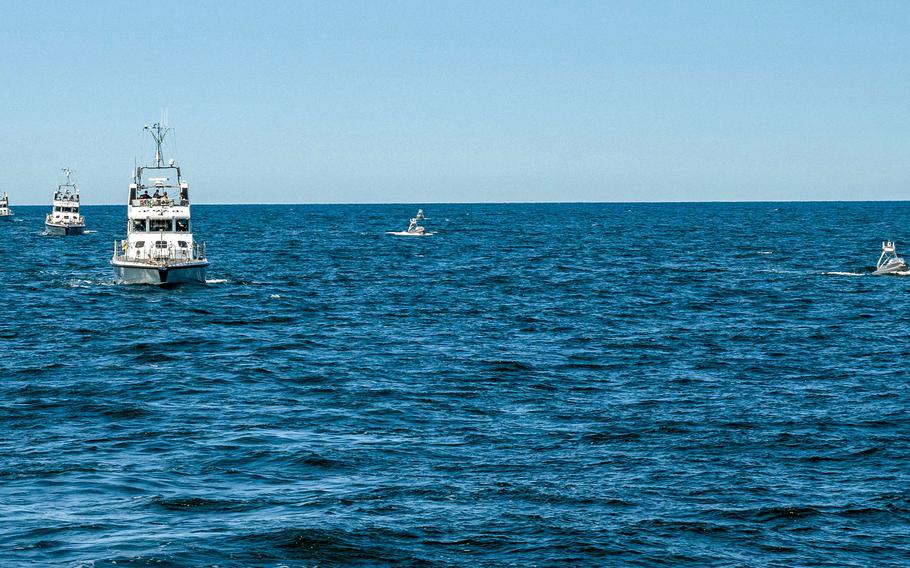Vessels conduct patrols in the ocean