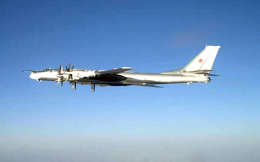 A Russian Tu-95 Bear long-range bomber in an undated photo. U.S. and NATO bases in Europe could be vulnerable to low-yield nuclear attack in the event of conflict with Russia, a new Rand Corp. report says.