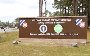 An entrance sign to Fort Stewart, Ga.
