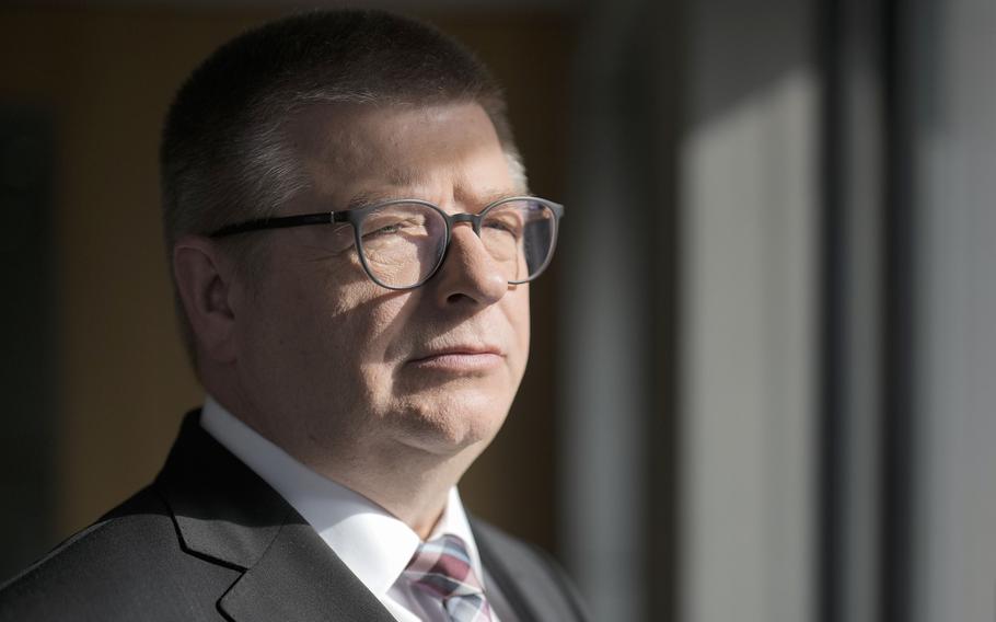 Thomas Haldenwang, head of the Federal Office for the Protection of the Constitution (BfV) poses for a photo after an interview with The Associated Press in Berlin, Germany, Monday, May 22, 2023. 