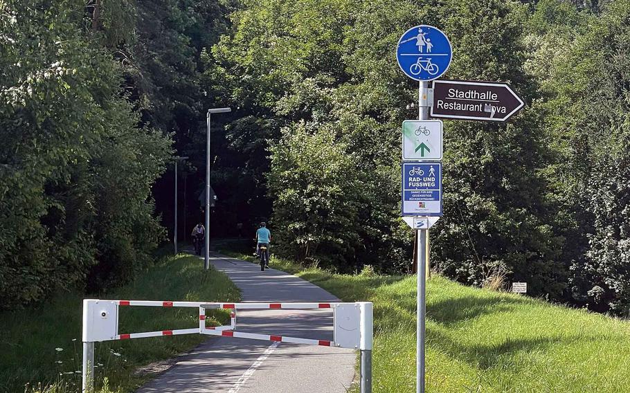 One of the bike trails in Neustadt an der Waldnaab in July 2021. The trails are extensive and also available to walkers and skaters.  