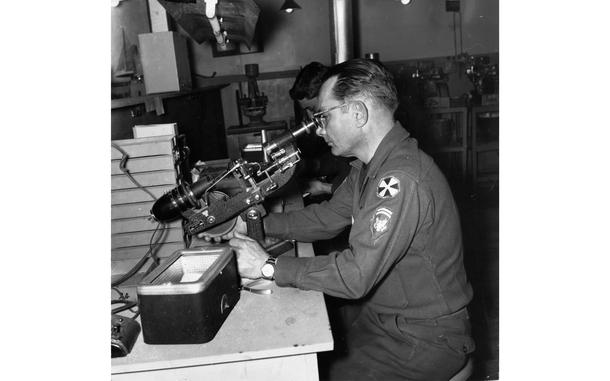 6th Medical Depot, South Korea, April 7, 1959: Spec. Joseph Torrecello, technician at the 6th Medical Depot at Ascom, Korea repairs a microscope. The depot has repair facilities for all types of medical and dental equipment used by United Nations Forces in Korea and in addition, repairmen are often sent out to various military hospitals to work on equipment. They also assist the Republic of Korea Navy and some missionary hospitals.  Distributing medicine, medical supplies and equipment to United Nations Forces throughout the Republic of Korea is only part of the function of the 6th Medical Depot at ASCOM, South Korea. The huge supply center, under command of Lt. Col. Stanford R. Benner, also repairs all types of hospital and dental equipment and grinds lenses for eyeglasses.

Looking for Stars and Stripes’ historic coverage? Subscribe to Stars and Stripes’ historic newspaper archive! We have digitized our 1948-1999 European and Pacific editions, as well as several of our WWII editions and made them available online through https://starsandstripes.newspaperarchive.com/

META TAGS: Pacific; South Korea; Christian Weinreich; ASCOM; U.S. Army; Army Support Command; military supplies; military medical; servicemember; soldier; maintenance