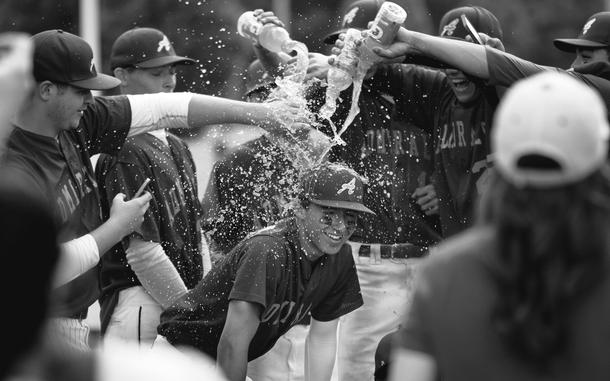 Ramstein Air Base, Germany, May 28, 2016: Happy Opening Day!!!
The day every baseball fan is filled with hope and dreams every game his team plays will end up with a celebratory Gatorade shower like the one Trayton Luna of the Rota Admirals got in 2016 after his game-winning hit in the DODEA-Europe Division II/III baseball championship. Rota defeated the Bitburg Barons 5-4 to win the title.

META TAGS: Sport; Baseball; opening day; DODEA; high school sports