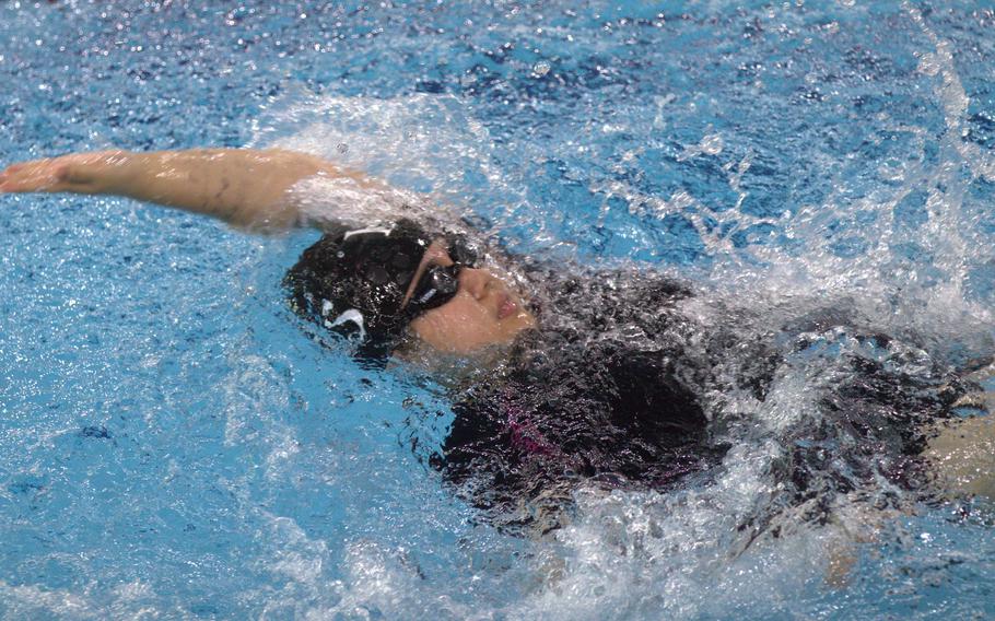 Humphreys' Hope Dorrough finished third in the girls 100 freestyle in 1 minute, 32.77 seconds, and second in the 50 breaststroke in 56.77 seconds during Saturday's Korea swim meet at Yongsan International School of Seoul.