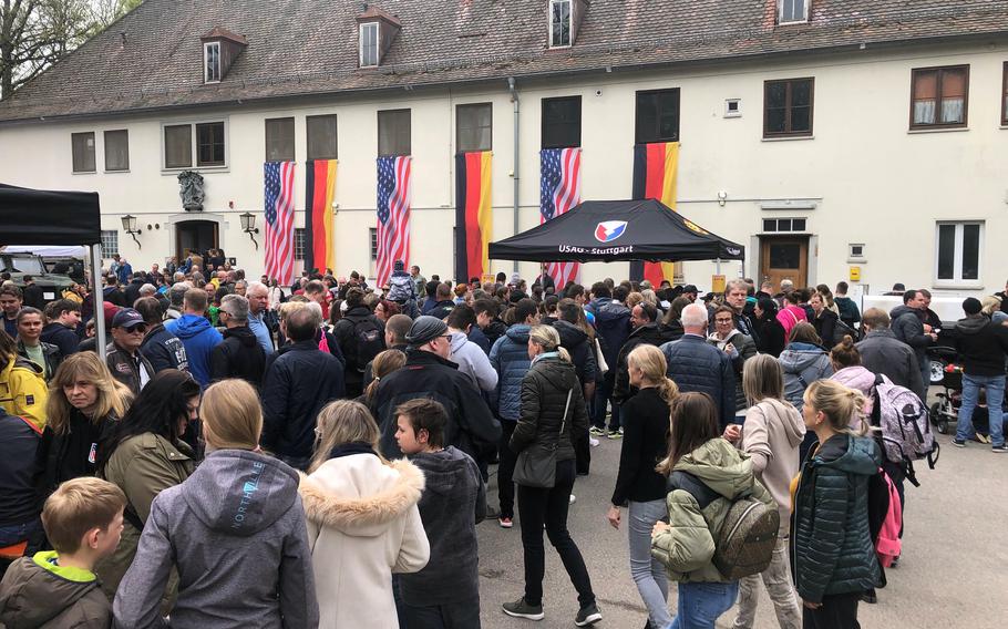 A large crowd of German residents checks out the action at a festival hosted by U.S. Army Garrison Stuttgart on May 1, 2023. The event was aimed at renewing neighborhood ties that have grown more distant in recent decades due to security actions that followed the 9/11 terror attacks.