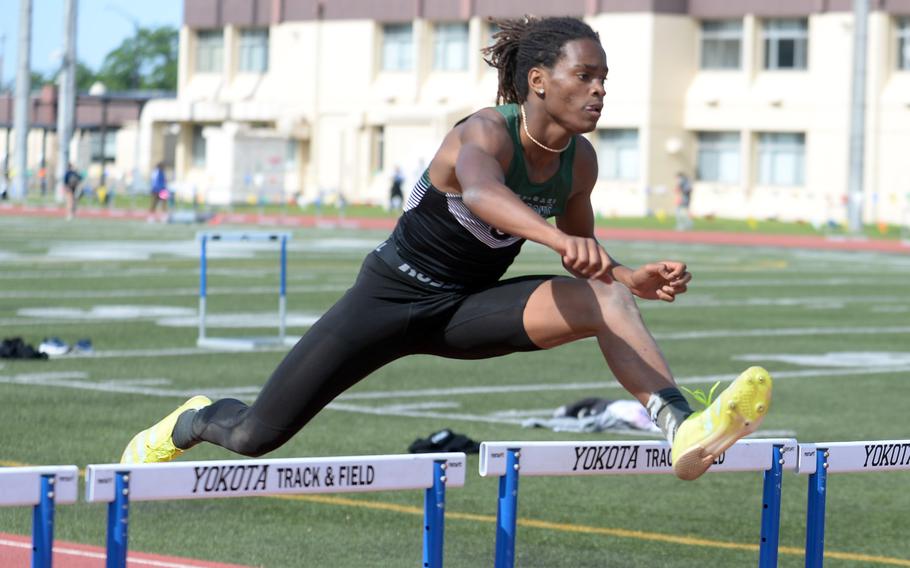 Kubasaki's Carlos Cadet finished second and third in the 110- and 300-meter hurdle preliminaries.