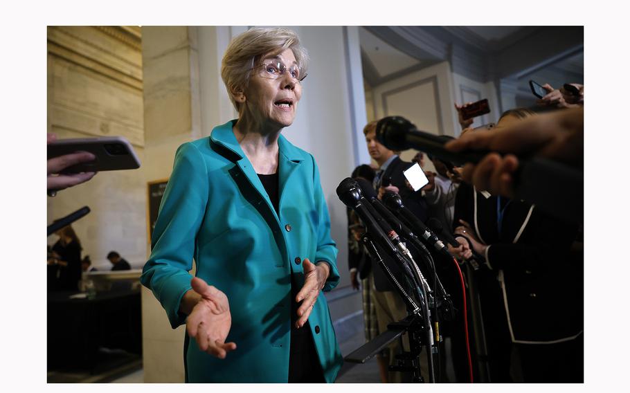 Sen. Elizabeth Warren, D-Mass., attends a briefing on Capitol Hill on Sept. 13, 2023, in Washington, D.C. 