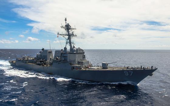 Arleigh Burke-class guided-missile destroyer USS Halsey (DDG 97) is on patrol in the 7th Fleet area of operations in support of stability and security in the Indo-Asia-Pacific region. (U.S. Navy photo by Mass Communication Specialist Seaman David Flewellyn/Released)