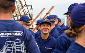 U.S. Coast Guard Academy cadets aboard the tall ship USCGC Eagle.