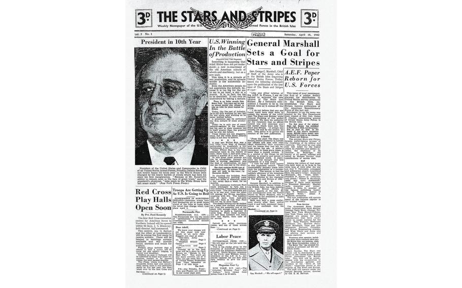 When Stars and Stripes’ editors compiled the first issue of the London edition of Stars and Stripes published April 18, 1942, they gave it Vol 2., Issue No. 1 in honor and acknowledgement of its WWI predecessor printed in France by and for the “doughboys” serving in the American Expeditionary Forces. The London edition was the first edition to be published during World War II. Over 30-plus Stars and Stripes editions would eventually follow, as “Stripers” reported on the Allied forces over the next three years of war and new editions were created as the fronts advanced across the European and Pacific Theaters of War.