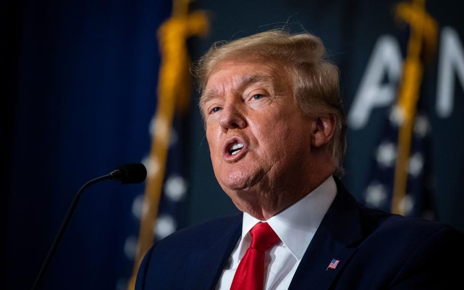 Former president Donald Trump speaks during the America First Policy Institute's America First Agenda Summit in Washington, D.C., on July 26, 2022. 