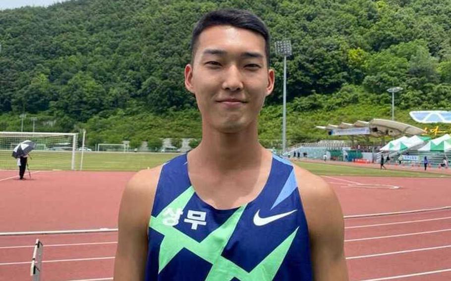Private 1st Class Woo Sang-hyeok, 25, of the Korea Armed Forces Athletic Corps, placed fourth in the men’s high jump category after clearing a 2.34-meter bar at the Tokyo Olympics. 