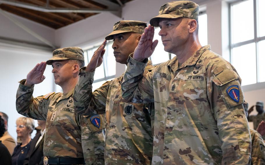 Salutes during an activation ceremony
