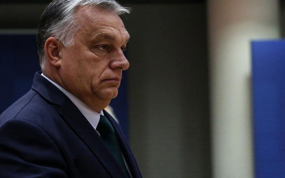 Viktor Orban, Hungary’s prime minister, at the European Council headquarters in Brussels on Oct. 21, 2022. 