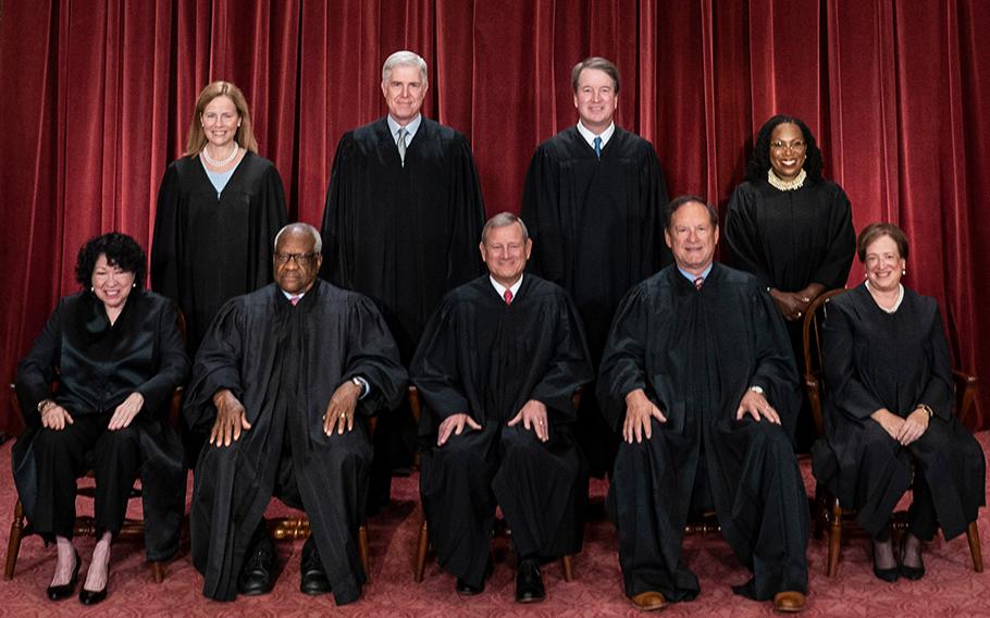 The justices of the Supreme Court in Washington, D.C., on Oct. 7, 2022. 