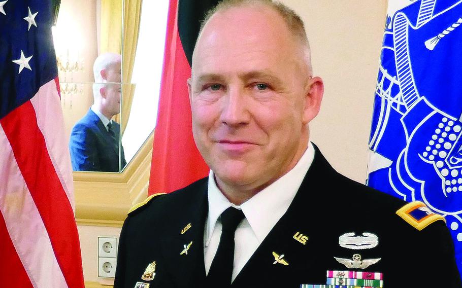 Army Col. Richard Gulley during his retirement ceremony in Stuttgart in June 2017. Gulley is one of now 33 plaintiffs involved in the case against the Army, which in Aug. 2021 was found to have broken the law when it denied dual housing allowances to a contingent of reservists mobilized for assignments in Europe. 