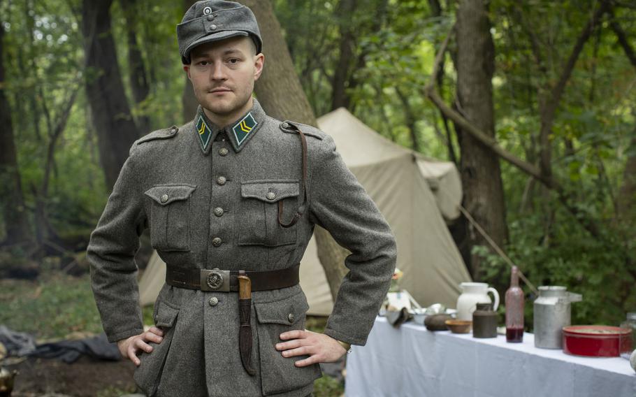 Christian Lachtara portrays a Finnish soldier at the Rockford World War II Days event at Midway Village Museum on Sept. 24, 2022, in Rockford, Ill. 