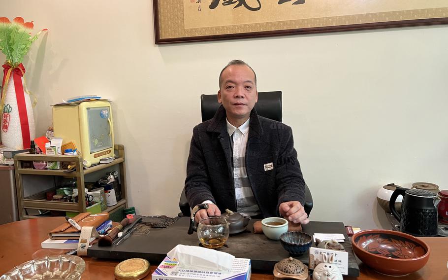 Yu Hong-lin, vice president for technology at Kinmen Kaoliang Liquor Inc., poses for a portrait at the state-owned company’s campus.