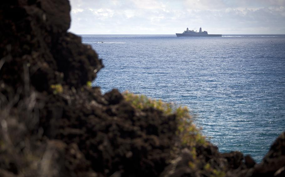 The USS San Diego steams off the coast of Marine Corps Base Hawaii, July 14, 2016