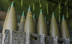 M795 High Explosive Projectile 155 mm rounds ready to be fired during an exercise at Grafenwoehr Training Area, Germany, May 2, 2025. A $635 million Army contract awarded to MSM Group North America calls for a complex at the Iowa Army Ammunition Plant in Middletown to manufacture 155 mm artillery rounds.