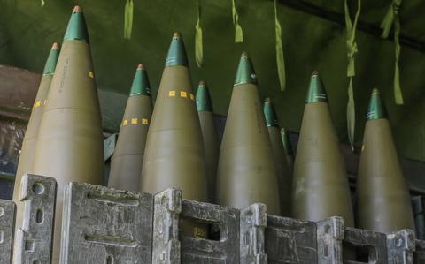 M795 High Explosive Projectile 155 mm rounds ready to be fired during an exercise at Grafenwoehr Training Area, Germany, May 2, 2025. A $635 million Army contract awarded to MSM Group North America calls for a complex at the Iowa Army Ammunition Plant in Middletown to manufacture 155 mm artillery rounds.