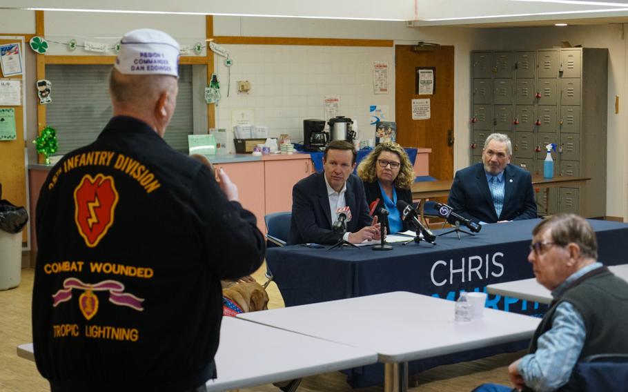 Connecticut veterans on Friday raised questions and their concerns about the PACT Act, health care services and eligibility, and veteran homelessness with Sen. Chris Murphy, D-Conn., at the New London Veterans’ Coffeehouse. 