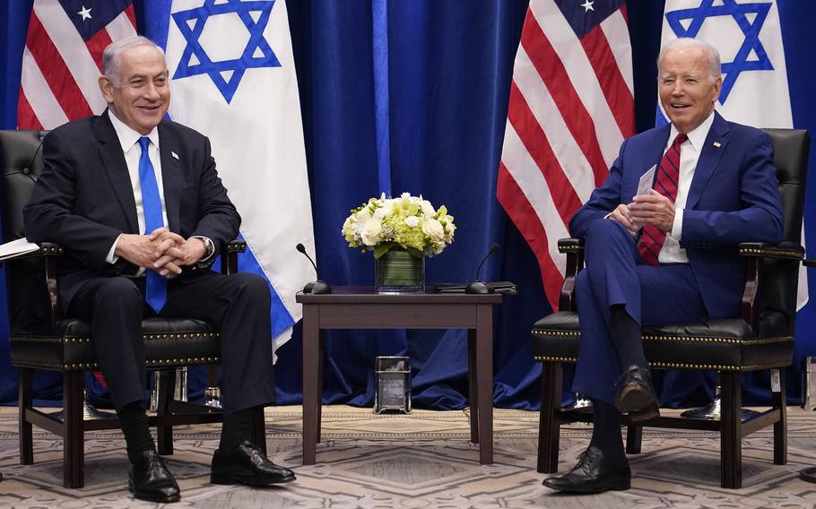 President Joe Biden meets with Israeli Prime Minister Benjamin Netanyahu in New York on Sept. 20, 2023.