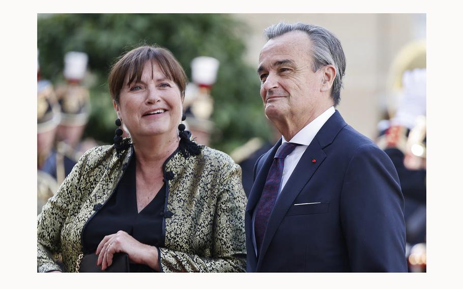 Former Permanent Representative of France to the United Nations Gerard Araud arrives to attend an official state dinner at the Presidential Elysee Palace in Paris on June 8, 2024. 