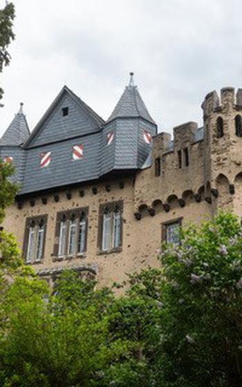 Burg Lahneck in Lahnstein, Germany, is shown before a tour May 6, 2023. Legend holds that after years of persecution, the last 12 Knights Templar fought to the death at the castle in 1312. 