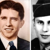 Old photos of Scarborough, wearing a coat and tie, and Travers, in uniform.