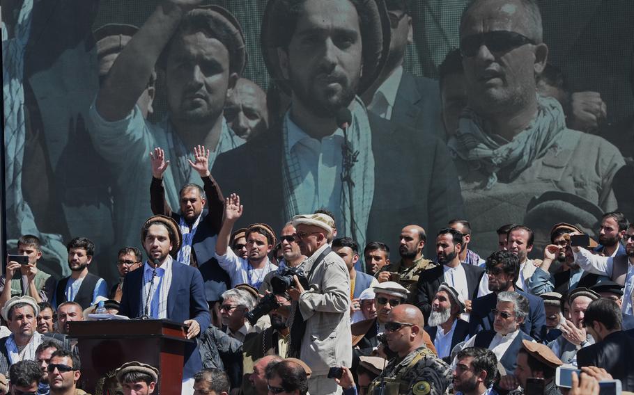 Ahmad Massoud, son of slain anti-Taliban commander Ahmad Shah Massoud, launches a political movement in Panjshir, Afghanistan, on Sept. 5, 2019. Massoud recently said the movement was preparing to fight the Taliban if the group abandons the country’s peace process. 