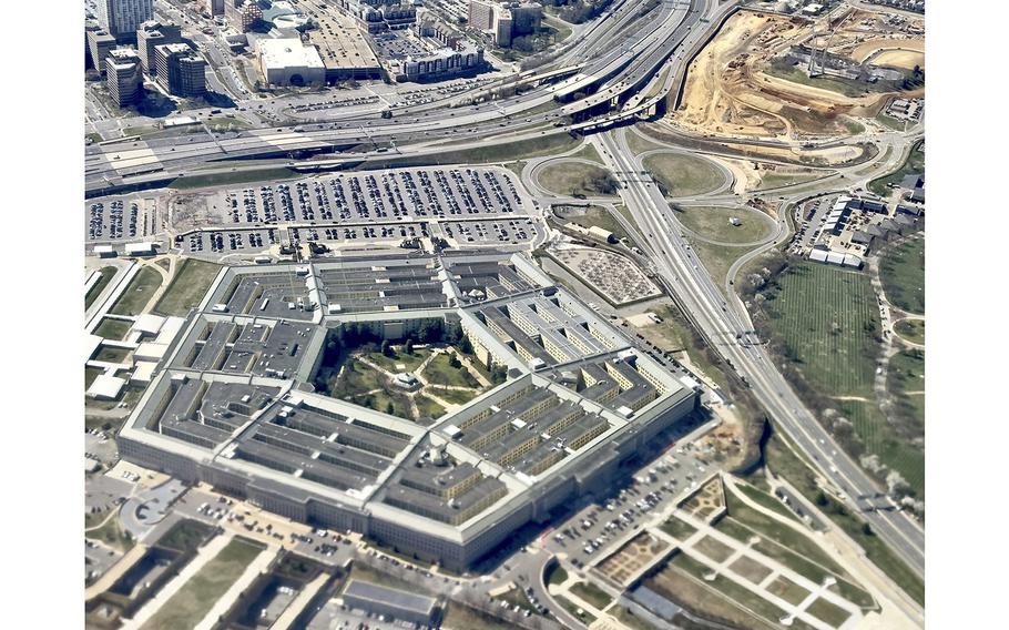 The Pentagon, the headquarters of the U.S. Department of Defense, located in Arlington County, Va., across the Potomac River from Washington, D.C., is seen on March 8, 2023.