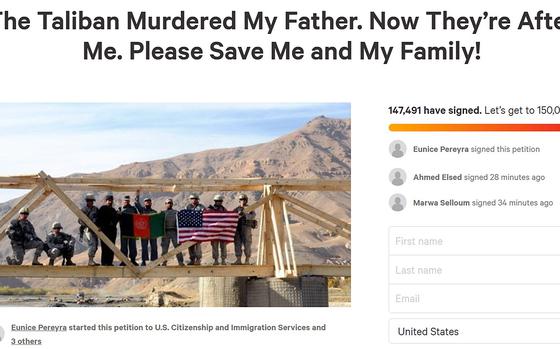 Advocates say public pressure helped the family of a slain Afghan interpreter receive approval for humanitarian parole, a status allowing those under immediate threat to seek refuge in the United States. A petition on Change.org calling for help tallied almost 150,000 signatures as of May 18, 2021. 

Screenshot/Change.org