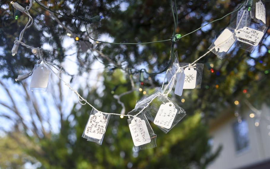 More than 150 notes were hung on the Larsen family wishing tree at Yokota Air Base.