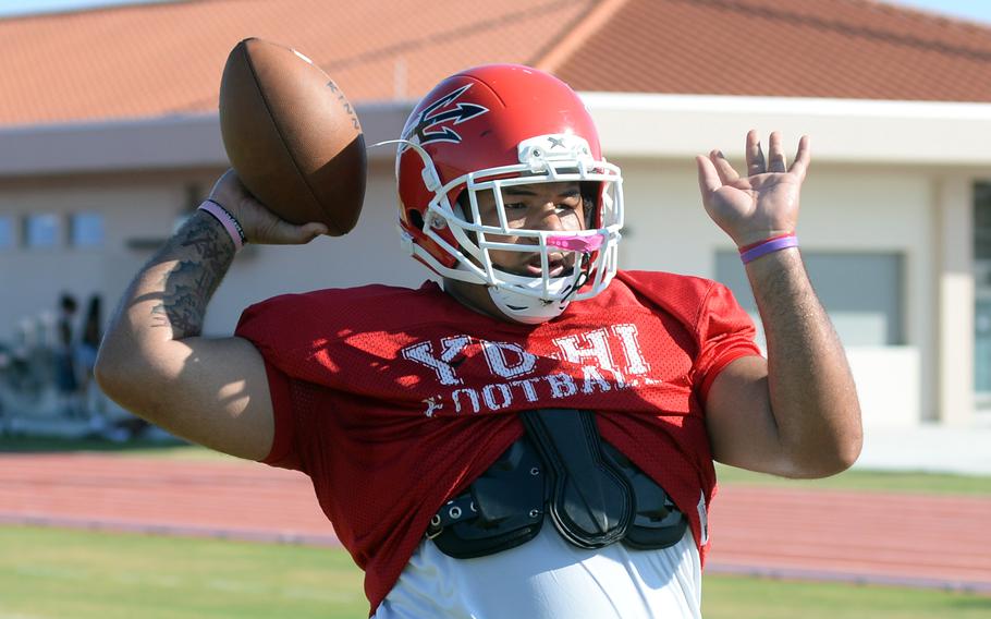 Tylar Stephens practices.