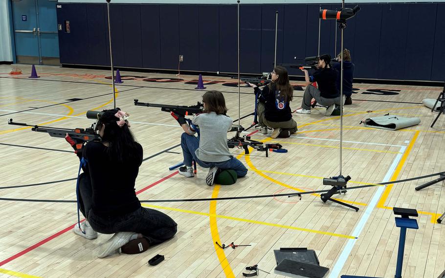 DODEA-Pacific marksmanship champion team Matthew C. Perry goes through its practice paces.