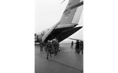 Spearhead of Reforger I Arriving at Nuernberg, Germany, January 21, 1969. The spearhead of the main body of the Reforger I combat troops touched down in the first of 63 C141 StarLifters bringing 5,000 soldiers here in two days for the climax of the dual-based Army / Air Force exercise. The exercise - the first test of the dual-based concept - had been scheduled for later in the year, but the timetable was advanced after the Soviet-led invasion of Czechoslovakia. META TAGS: NATO, West Germany, Cold War