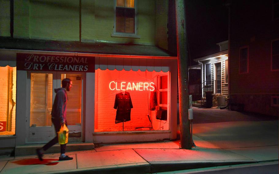 The Professional Dry Cleaning building glows in the dark in Poolesville, Md. The Environmental Protection Agency’s decision to add a powerful dry-cleaning solvent, 1-bromopropane, to its list of hazardous air pollutants was long overdue, environmentalists and industry officials say.