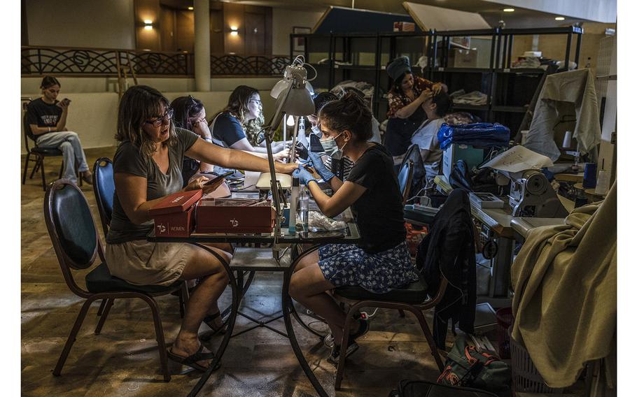Survivors of the Hamas Oct. 7, 2023, attack receive manicures and other treatments provided by volunteers at the hotel. 