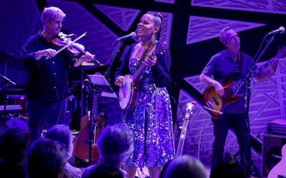 Musician Rhiannon Giddens performs at National Sawdust on Aug. 17 in New York. Giddens’ new album, “You’re the One,” is out on Friday.