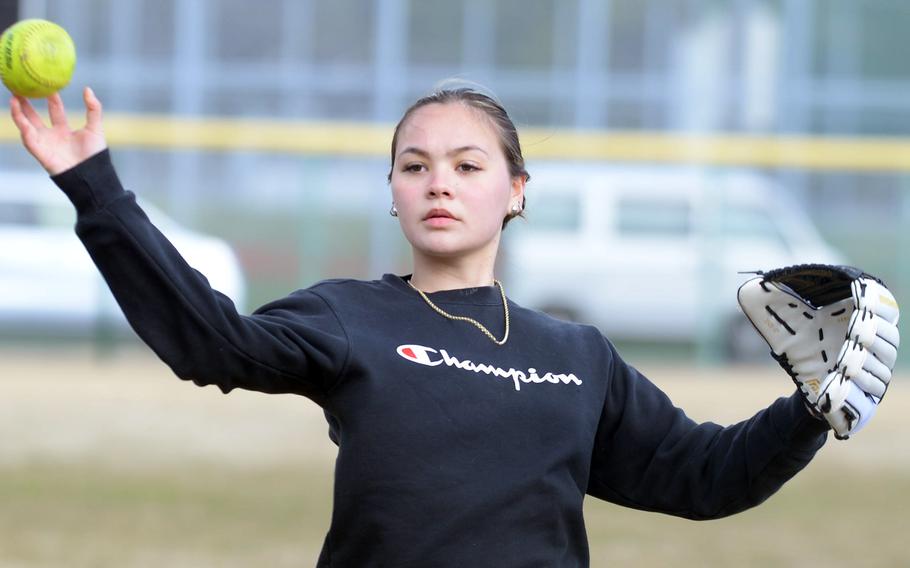 Junior Michelle Breyette did about 85 percent of the pitching last season for E.J. King's softball team and figures to carry the majority of that load again this year.