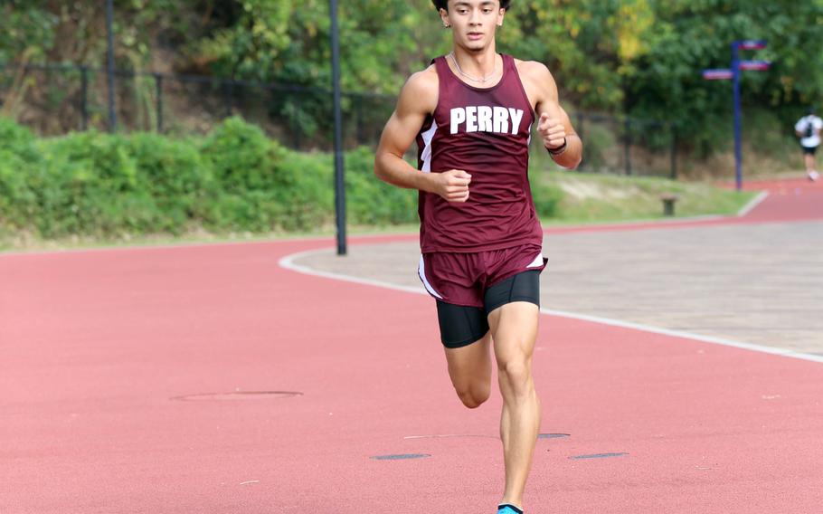Matthew C. Perry's Tyler Gaines ran the Kizuna Park course in 15 minutes, 56.8 seconds Saturday, best time among DODEA-Pacific runners.