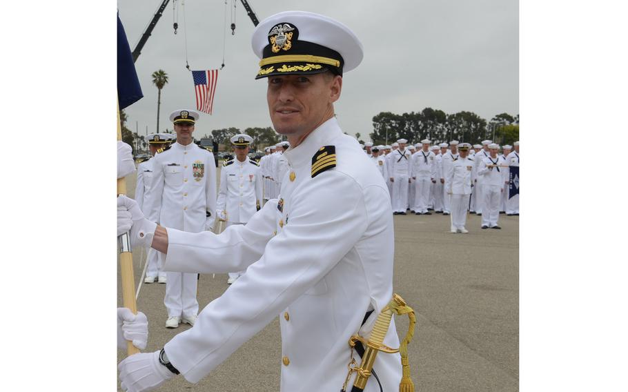Navy Capt. Jeffrey Lengkeek, pictured in a 2014 Navy photo, was removed last week from command of the service’s Amphibious Construction Battalion 2 based in Virginia after leaders lost confidence in his ability to lead the unit, the Navy said Monday, Feb. 7, 2022. 