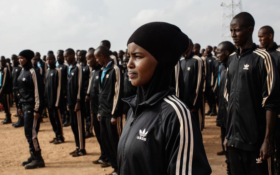 Sofia Abdinur, 24, a physician and one of a handful of female Danab recruits, trains at Baledogle Military Air Base. 